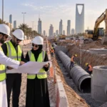 تنفيذ شبكات مياه وصرف صحي في ممر بنية تحتية حضري